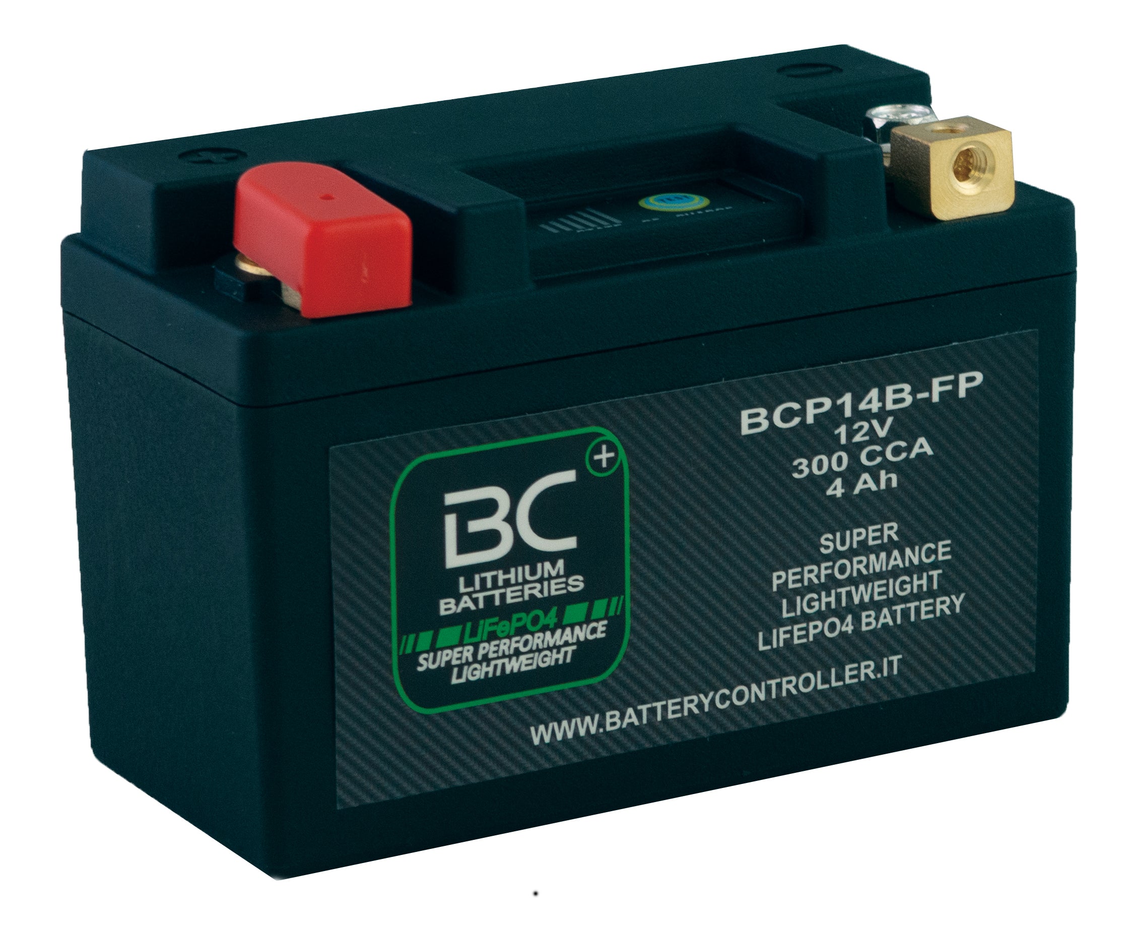 BCP14B-FP | Batteria Moto Litio LiFePO4, , 12V,CCA:300Amp,134x56x89mm - BC Battery Italian Official Website