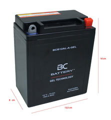 BCB12AL-A-GEL| Batteria Moto al GEL,YB12AL-A/A2,12V,12Ah,CCA: 165 Amp,135x80x160mm - BC Battery Italian Official Website