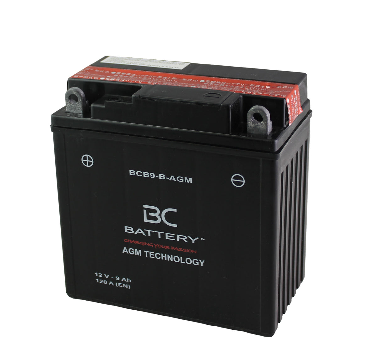 BCB9-B-AGM | Batterie moto AGM , YB9-B, 12 V, 9 Ah, CCA : 120 A, 135 x 75 x 138 mm