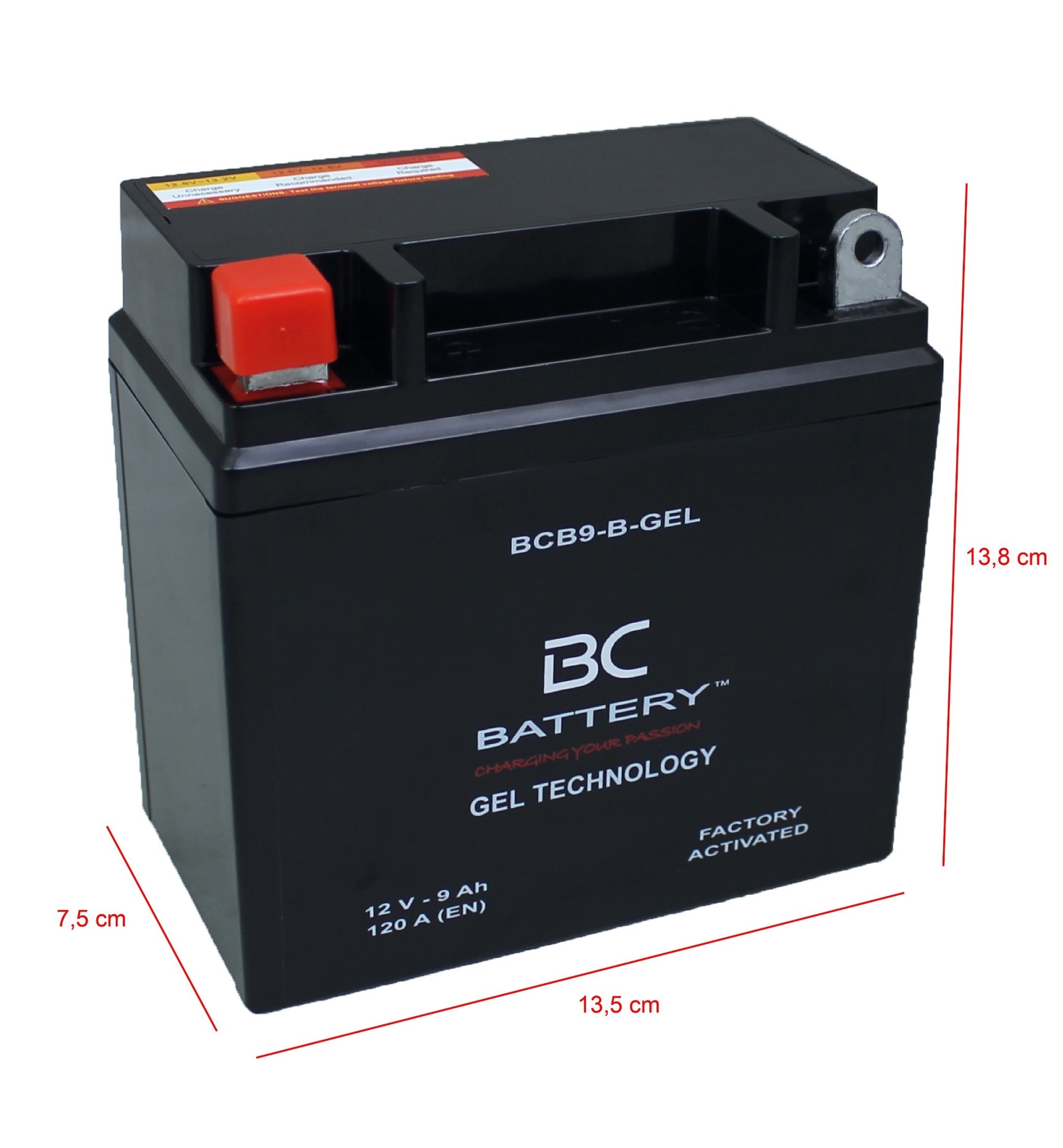 BCB9-B-GEL| Batteria Moto al GEL, YB9-B, 12V, 9Ah, CCA:120Amp,135x75x138mm - BC Battery Italian Official Website