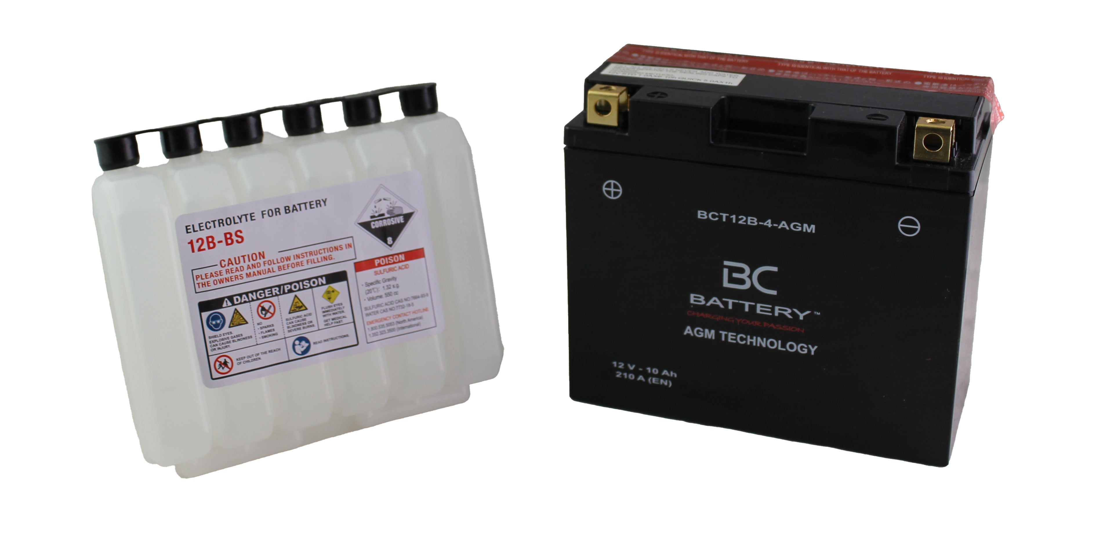 BCT12B-4-AGM | Batterie moto AGM, YT12B-BS, 12 V, 10 Ah, CCA : 210 A, 150 x 70 x 130 mm