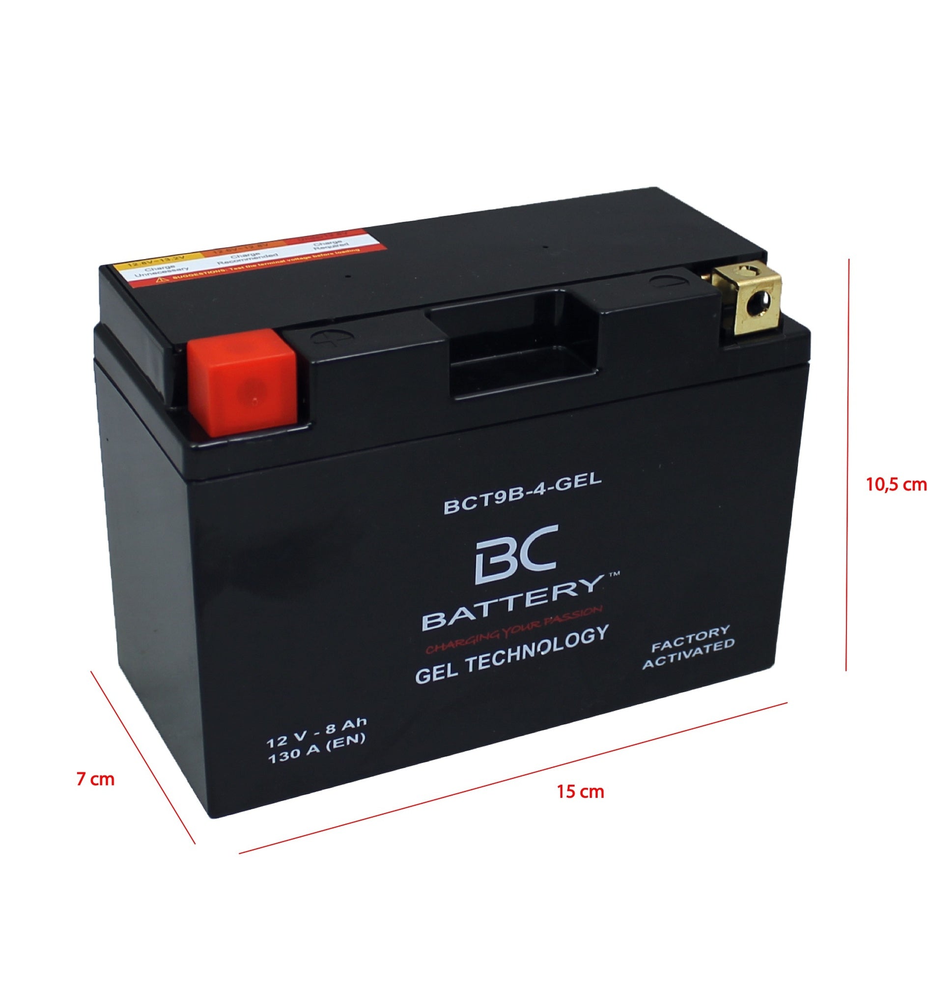BCT9B-4-GEL| Batteria Moto al GEL,YT9B-BS, 12V, 8 Ah, CCA: 130Amp,150x70x105mm - BC Battery Italian Official Website