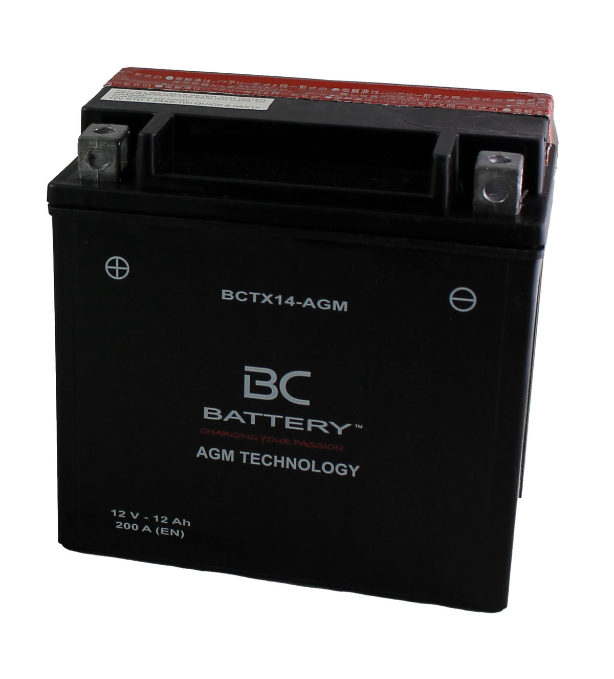 BCTX14-AGM | Batterie moto AGM , YTX14-BS, 12 V, 12 Ah, CCA : 200 A, 150 x 87 x 146 mm