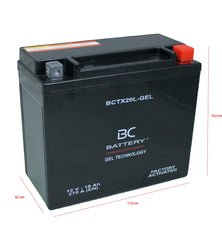 BCTX20L-GEL| Batteria Moto al GEL,YTX20L-BS,12V,18Ah,CCA: 270Amp,175x87x155 mm - BC Battery Italian Official Website