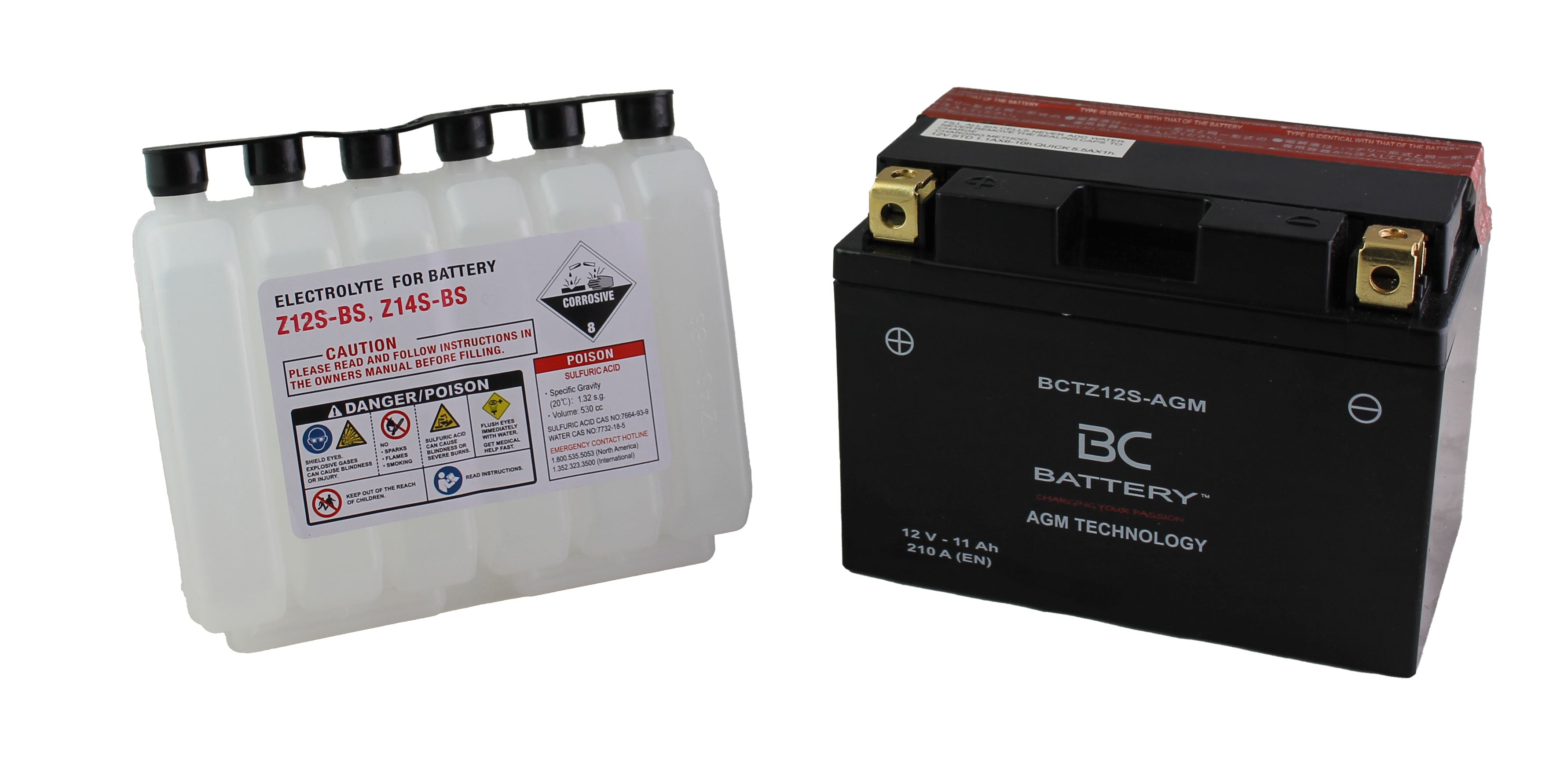 BCTZ12S-AGM | Batterie moto AGM , YTZ12S, 12 V, 11 Ah, CCA : 210 A, 150 x 87 x 110 mm