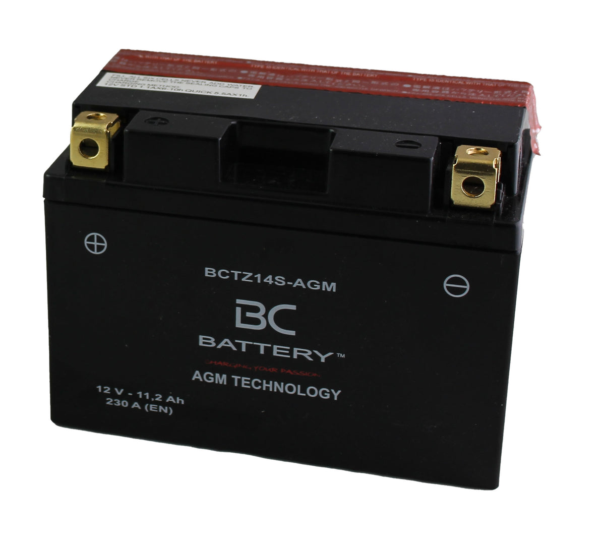 BCTZ14S-AGM | Batterie AGM moto, YTZ14S, 12 V, 11,2 Ah, CCA : 230 A, 150 x 87 x 110 mm