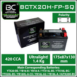 BC Lithium Batteries BCTX20H-FP-SQ Batteria Moto Litio LiFePO4, 1,4 kg, 12V - BC Battery Italian Official Website