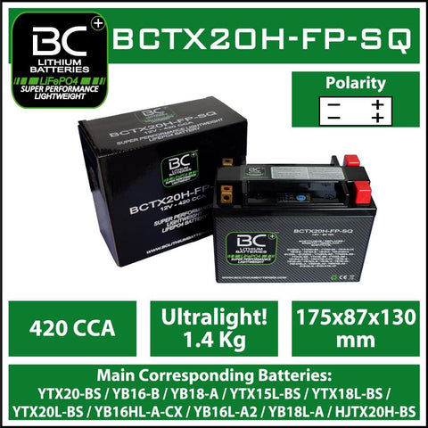 BCTX20H-FP-SQ  Batería Moto de litio LiFePO4, 12V – BC Battery Espana  Official Website